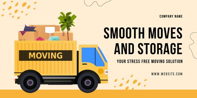 Moving Services with Delivery Truck Illustration Twitter Design Template