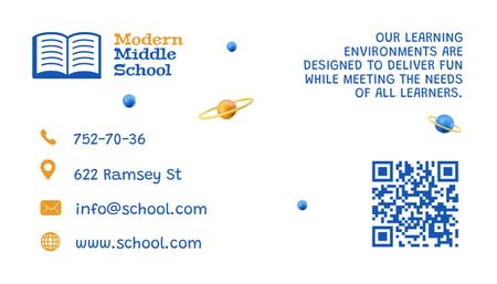 Platilla de diseño Middle School Advertisement Business Card US