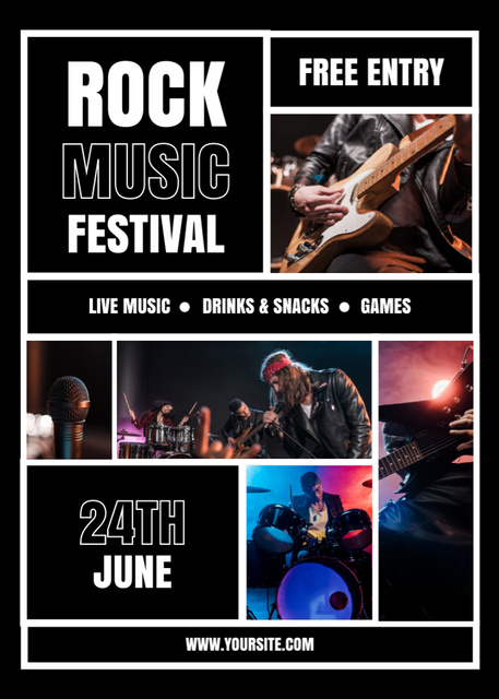 Designvorlage Rock Music Festival Announcement für Flayer