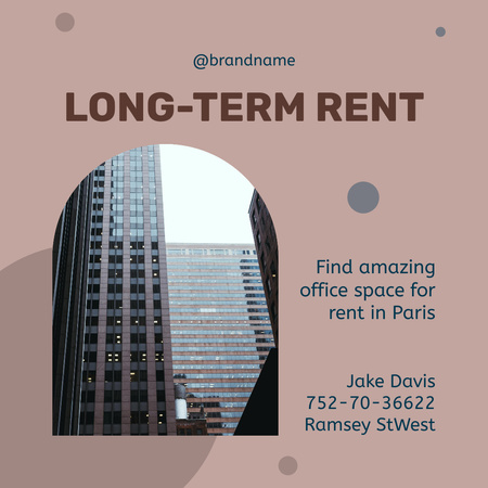 Amazing Office Space For Rent Instagram AD Design Template