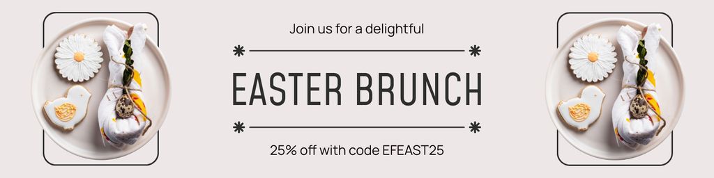 Easter Brunch Promo with Delicious Food Twitterデザインテンプレート