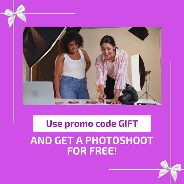 Modèle de visuel Special Promo Code For Free Photoshoot Offer - Animated Post