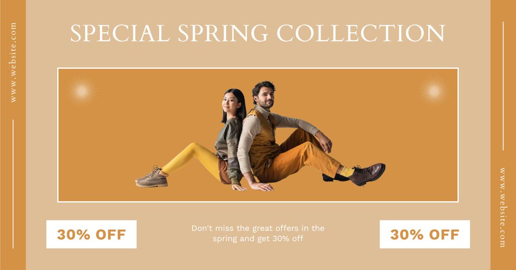 Spring Sale Special Collection with Beautiful Couple Facebook ADデザインテンプレート