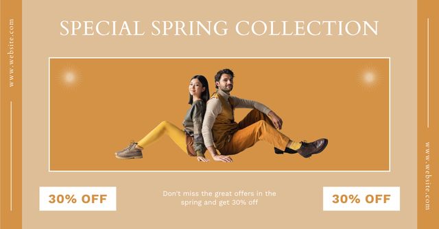 Spring Sale Special Collection with Beautiful Couple Facebook ADデザインテンプレート