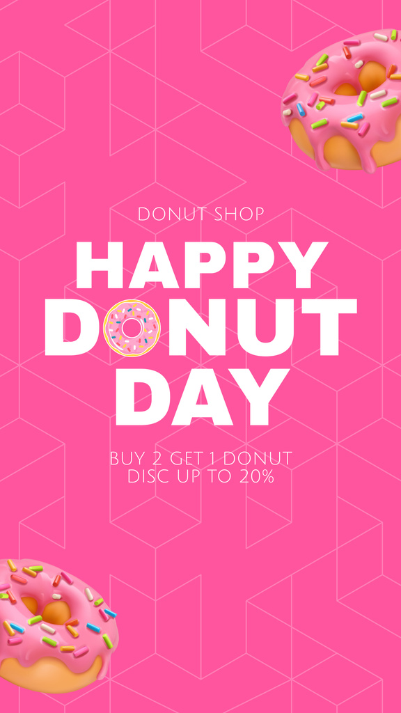 Doughnut Day Holiday Greeting in Pink Instagram Story Design Template