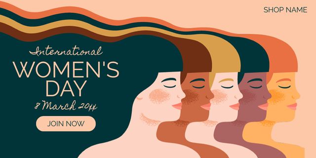 International Women's Day Announcement with Diverse Women Twitter tervezősablon