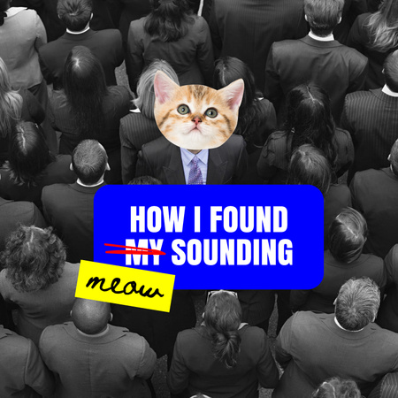 roztomilá kočka přemýšlí o dokonalém zvuku Album Cover Šablona návrhu