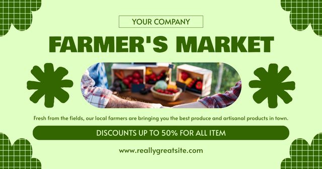 Platilla de diseño Discount on All Items at Farmer's Market Facebook AD