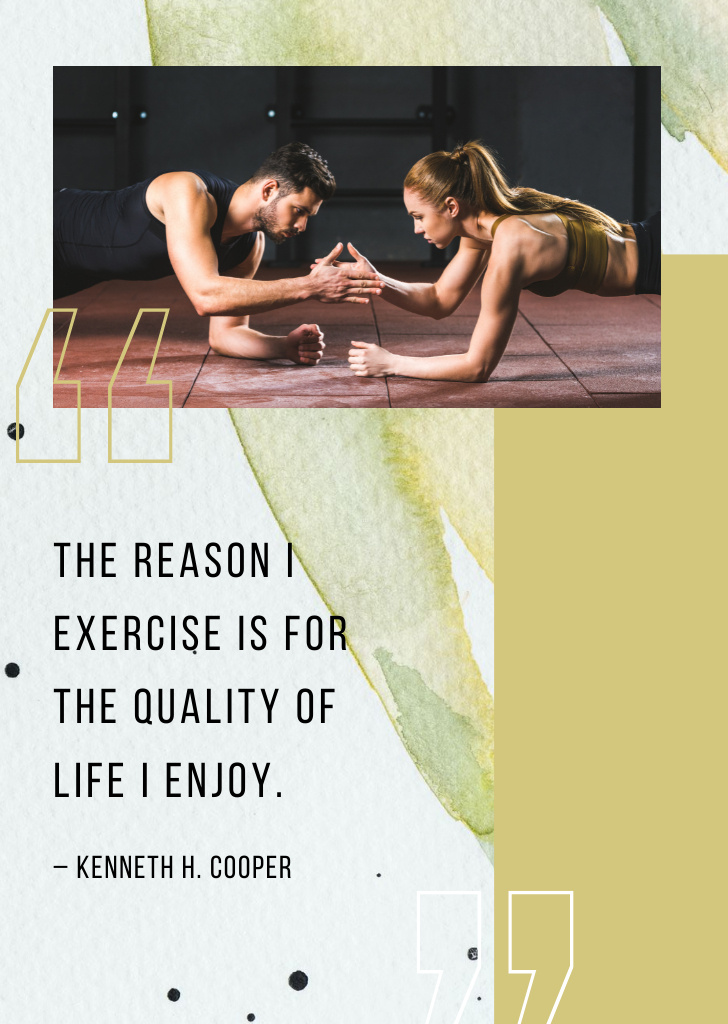 Couple Training Together And Quote About Exercise Postcard A6 Vertical Design Template