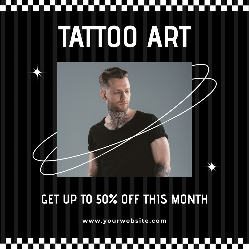 Professional Tattoo Art With Discount Instagram Šablona návrhu