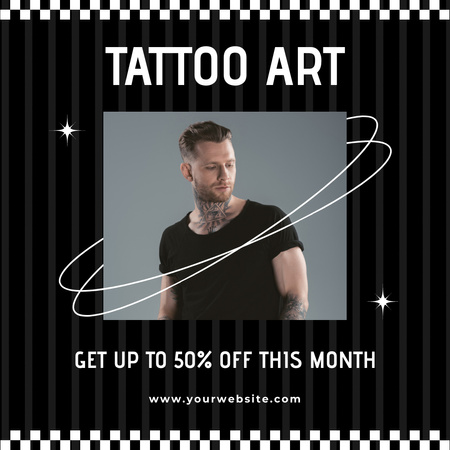 Professional Tattoo Art With Discount Instagram Design Template