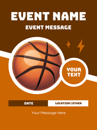 Modèle de visuel Annonce d'un match de basket-ball avec illustration du ballon - Poster US