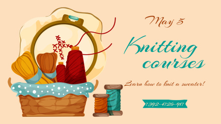 Ontwerpsjabloon van FB event cover van Aankondiging van handgemaakte naaigereedschappen en draden