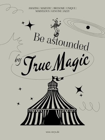 Circus Show Announcement with True Magic Poster US Design Template