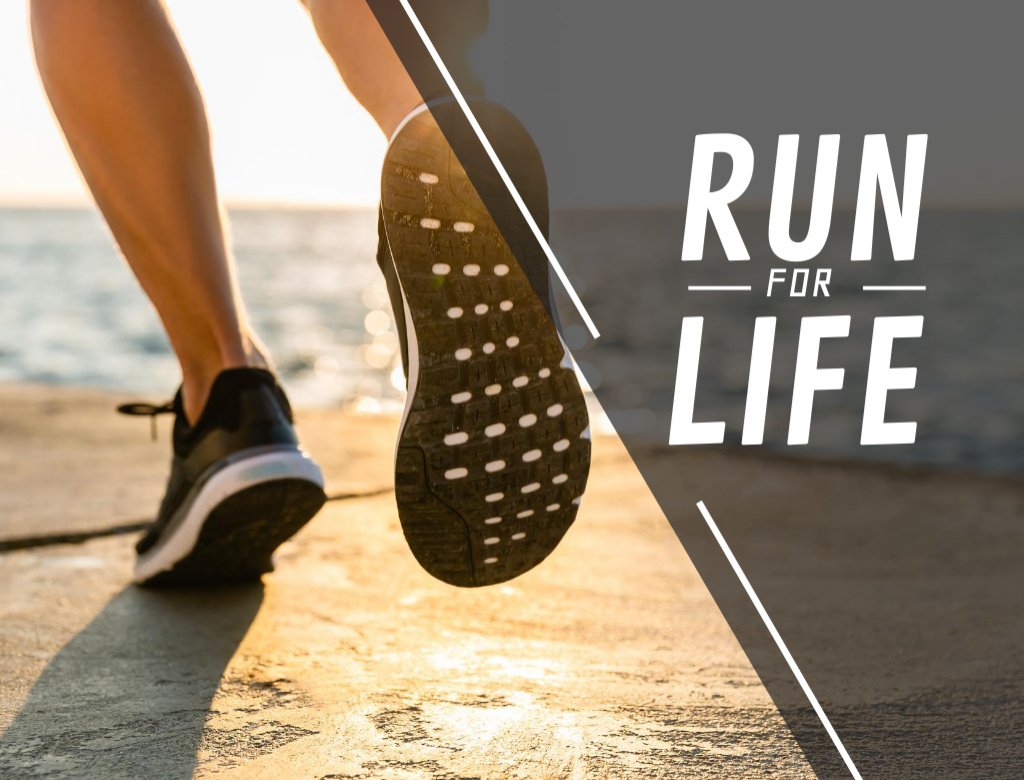 Man In Sport Shoes Running With Sunshine Postcard 4.2x5.5in – шаблон для дизайна
