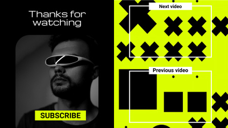 Template di design VR Glasses At Tech Channel With Subscribing YouTube outro