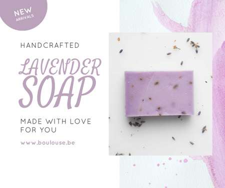 Handmade Soap Bar with Lavender Facebook Design Template