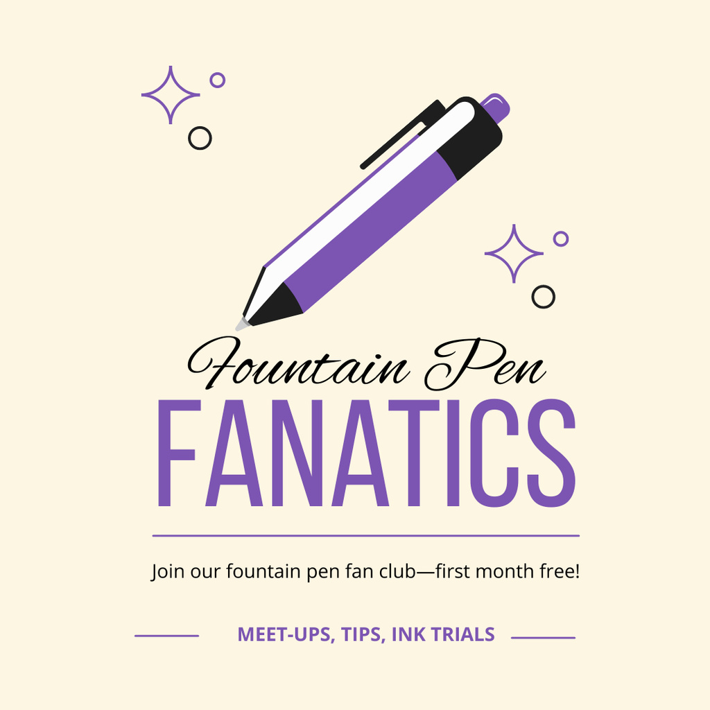 Fountain Pen Club First Month Free Offer Instagram – шаблон для дизайна