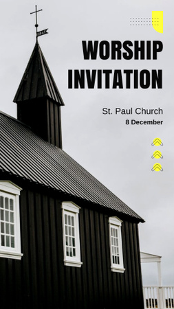 Designvorlage Worship Announcement with Church Building für Instagram Story
