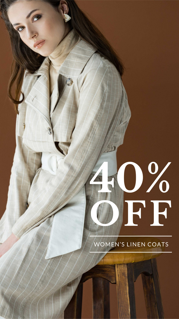 Fashion Sale with Woman in coat Instagram Story tervezősablon