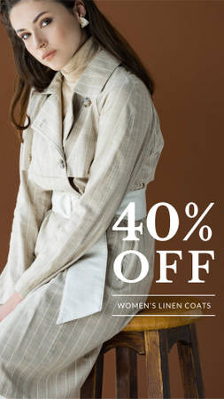 Fashion Sale with Woman in coat Instagram Story Design Template