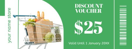 Shopping Cart with Fresh Vegetables Coupon Design Template