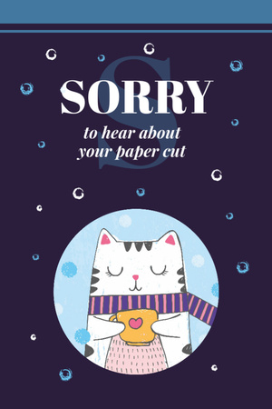 Cat with Phrase of Apologies Postcard 4x6in Vertical Modelo de Design