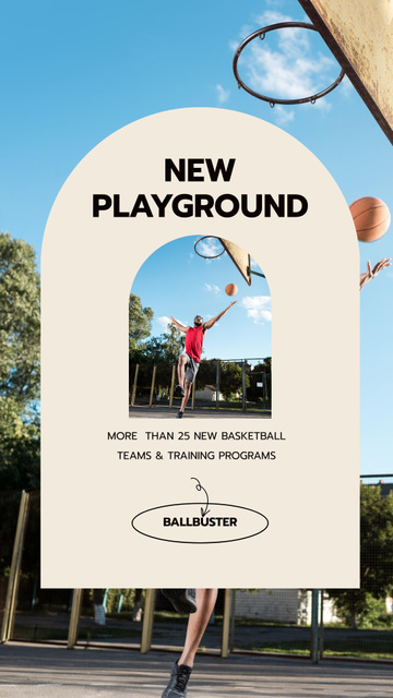 New basketball playground for play Instagram Story tervezősablon