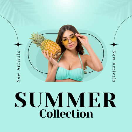 Summer Fashion Collection with Attractive Girl Instagram Design Template
