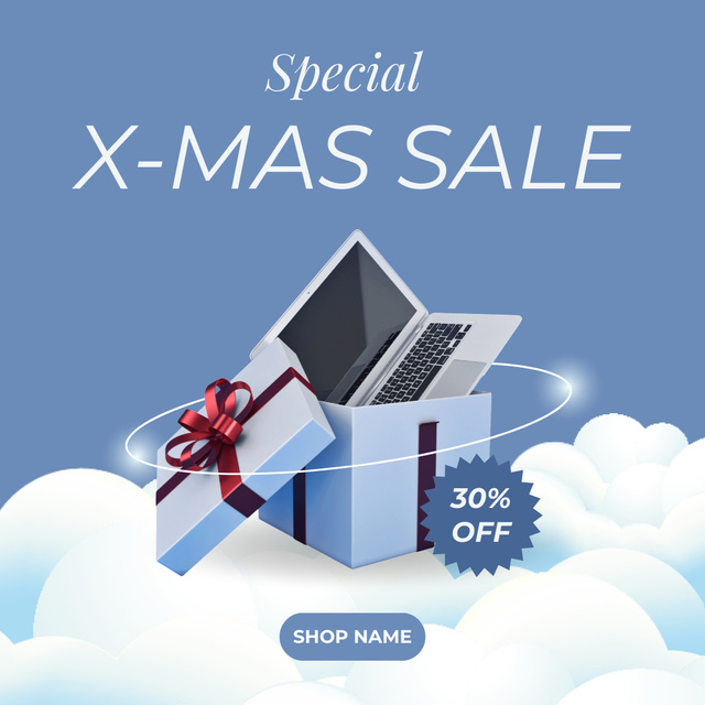 Christmas Sale of Electronics Blue Instagram AD Design Template
