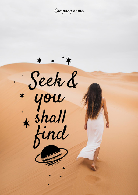 Plantilla de diseño de Inspirational Phrase with Woman in Desert Poster 