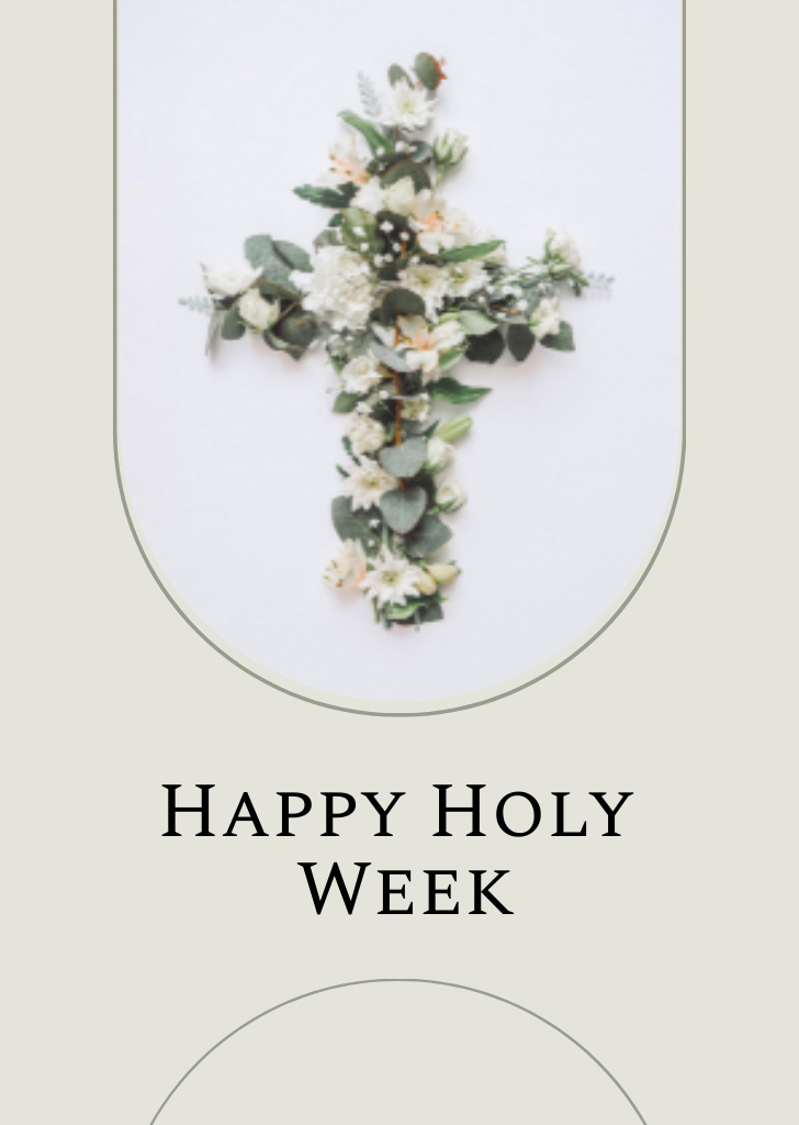 Platilla de diseño Easter Services Ad with Flower Cross of Jesus Flyer A6
