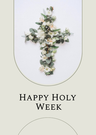Modèle de visuel Annonce de services de Pâques avec la croix fleurie de Jésus - Flyer A6
