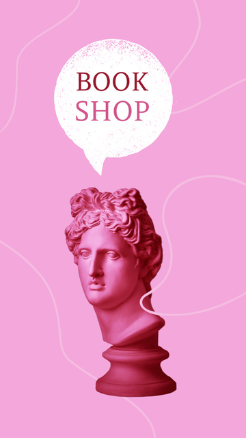 Book Shop Ad with Antique Statue Instagram Video Storyデザインテンプレート
