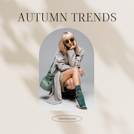 Autumn Fashion Trends Ad with Stylish Woman Instagram Design Template