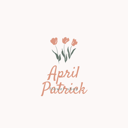 Sevimli Laleli Çiçekçi Reklamı Logo Tasarım Şablonu