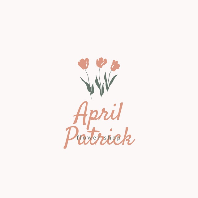 Flower Shop Ad with Cute Tulips Logo Modelo de Design