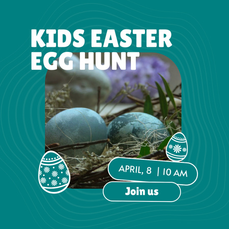 Egg Hunt Event For Kids Announcement Animated Post Design Template