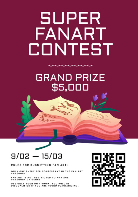 Fan Art Contest Announcement Poster 28x40in Πρότυπο σχεδίασης