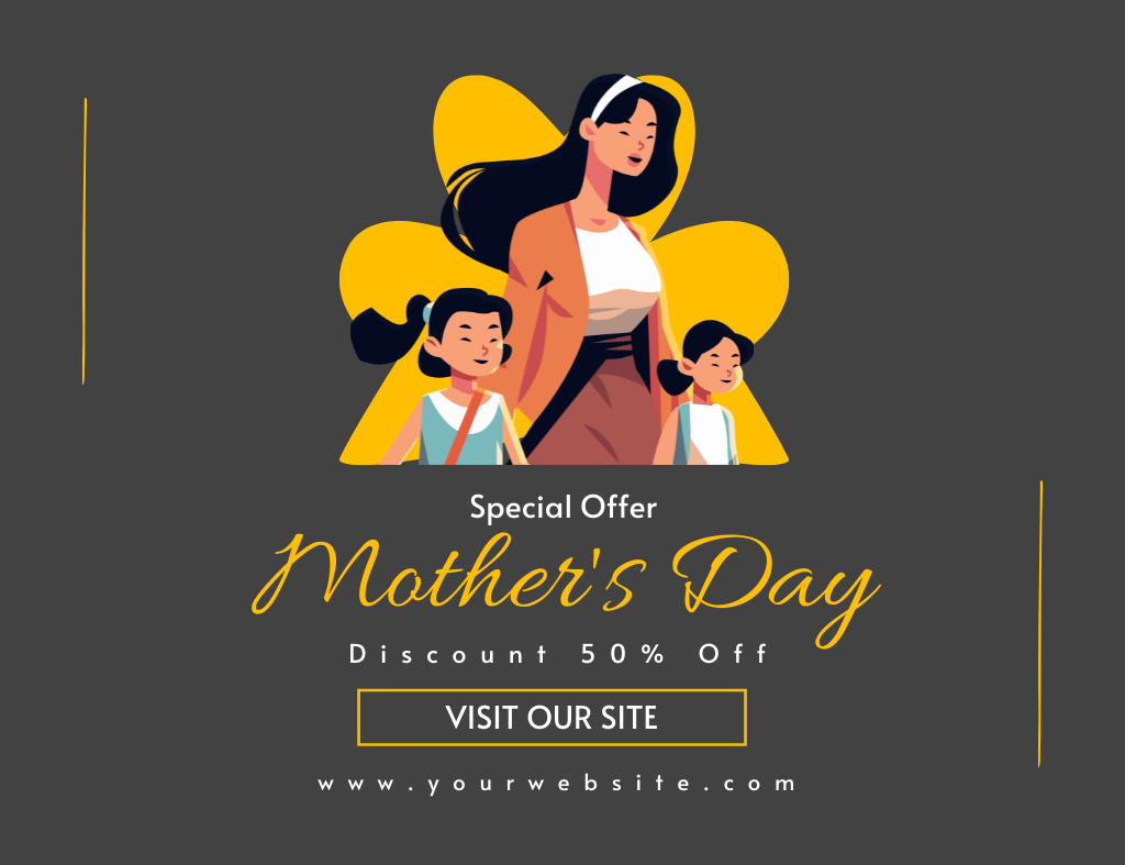Get Your Special Offer on Mother's Day Thank You Card 5.5x4in Horizontal Design Template