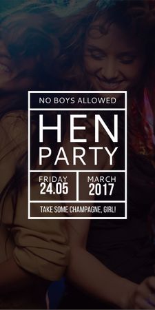 Hen Party invitation with Girls Dancing Graphic Šablona návrhu