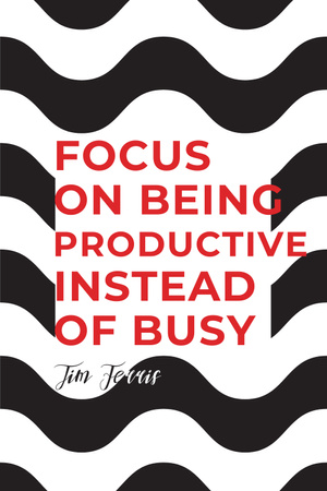 Ontwerpsjabloon van Pinterest van Productivity Quote on Waves in Black and White