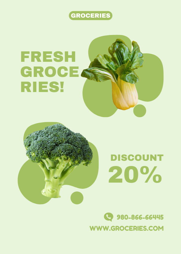 Modèle de visuel Grocery Store Fresh Vegetables With Discount - Flayer