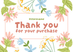 Thank You For Your Purchase Message with Field Flowers Illustration