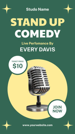 Stand-up Comedy Event Ad with Microphone Instagram Story Design Template