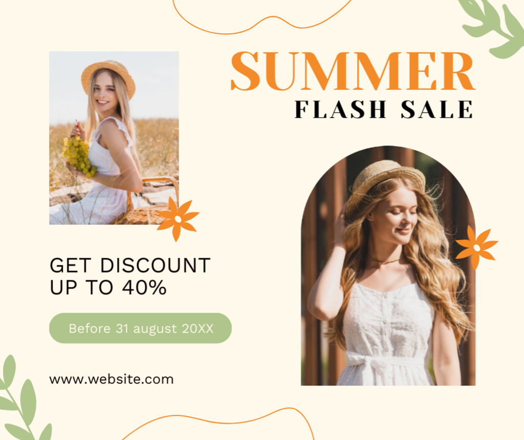 Summer Flash Sale of Dresses Facebookデザインテンプレート