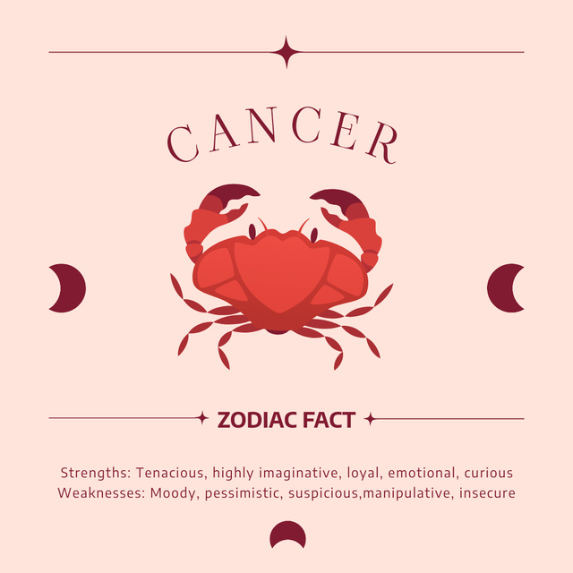 Zodiac Sign of Cancer in Rose Background Instagram Πρότυπο σχεδίασης