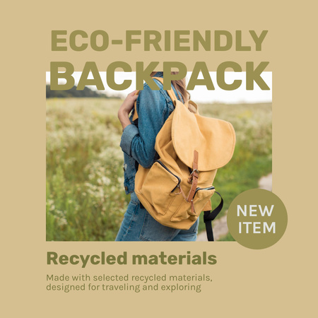Ontwerpsjabloon van Instagram van Advertising New Eco-Backpack