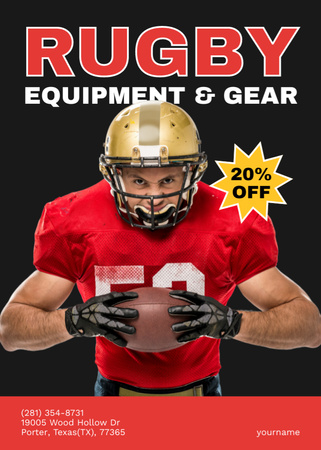 Rugby Equipment & Gear Promotion Flayer Design Template