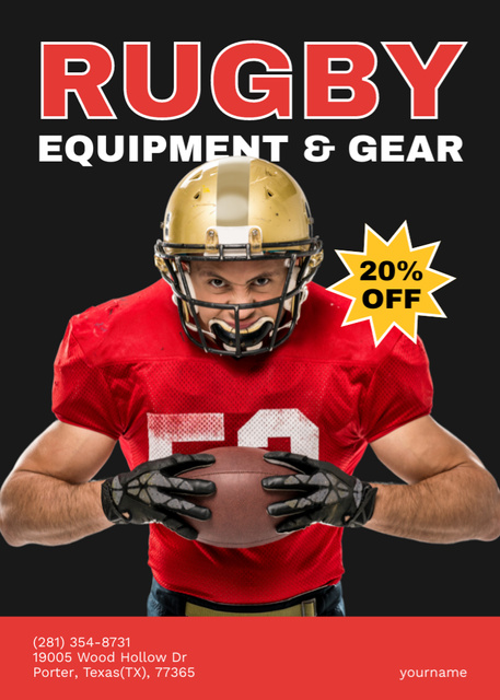 Rugby Equipment & Gear Promotion Flayerデザインテンプレート